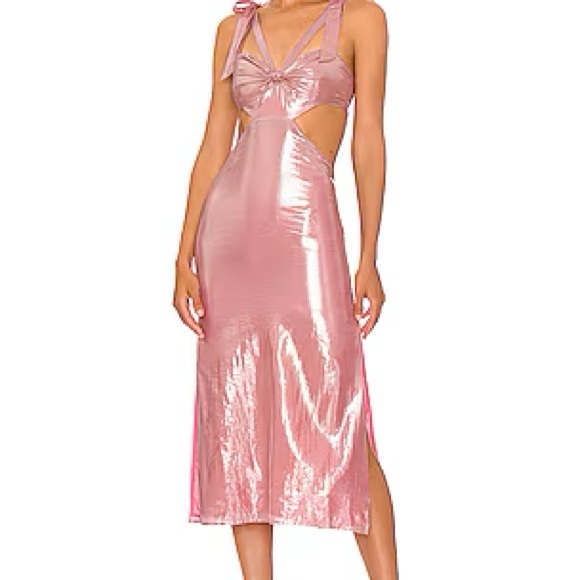 NWT Majorelle Graziella Iridescent Pink Tie Strap Midi Dress M - Picture 8 of 8